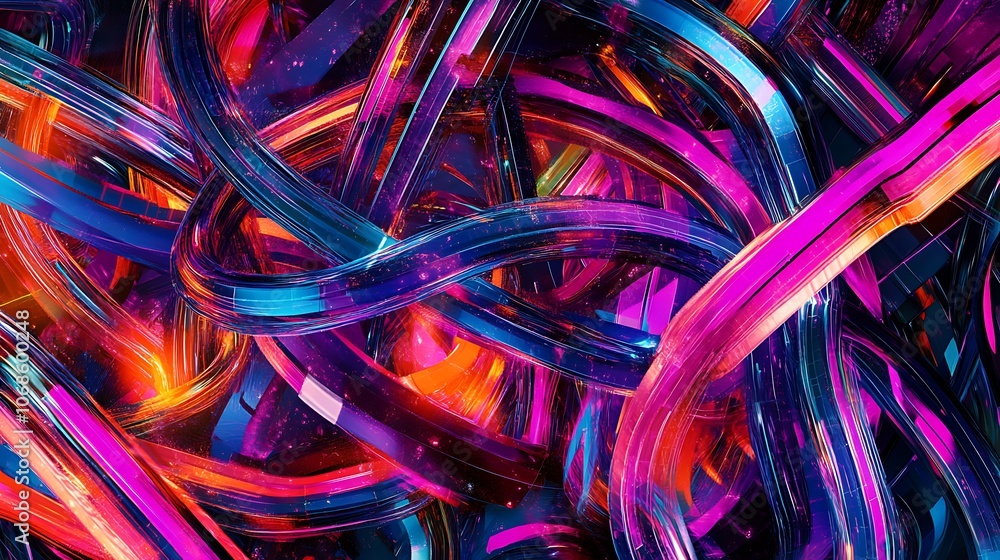 Abstract Intertwining of Vibrant, Glossy, Curved Shapes Abstract Intertwining of Vibrant, Glossy, Curved Shapes