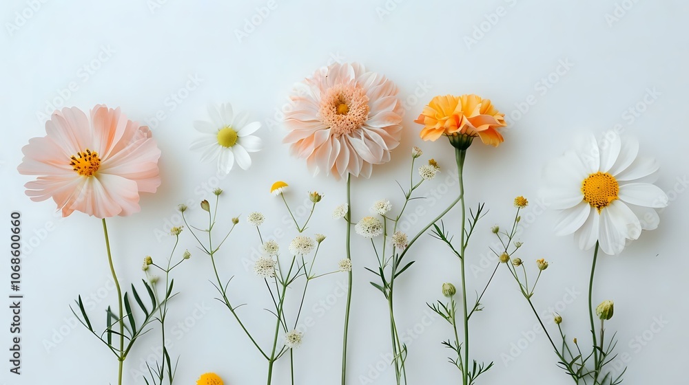 Obraz premium Floral Arrangement with White and Peach Flowers