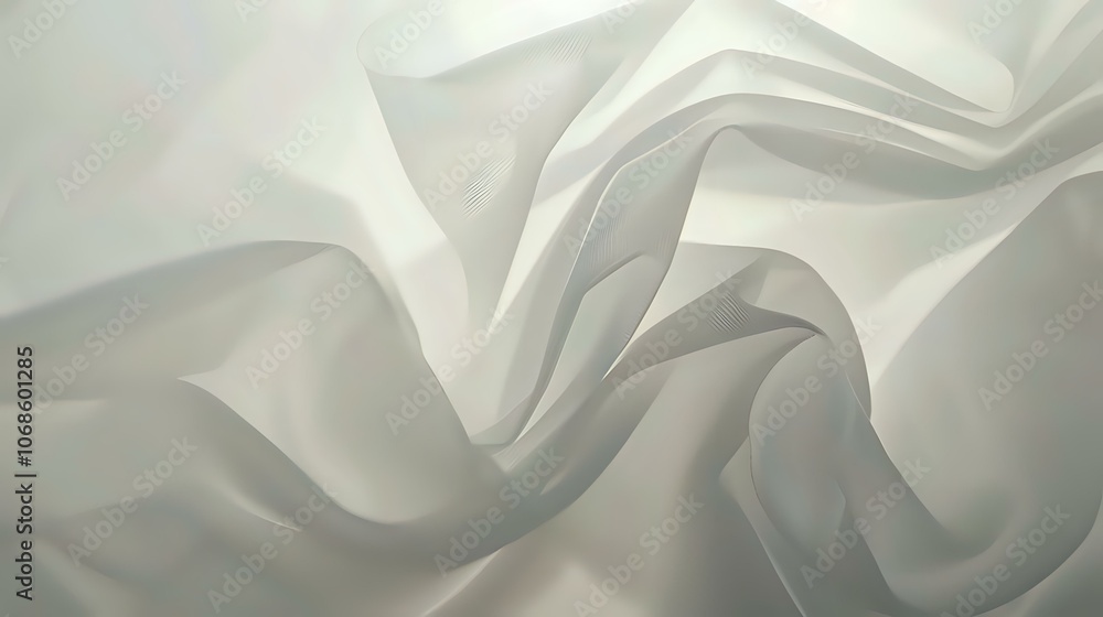 Obraz premium Abstract White Fabric Texture with Flowing Curves