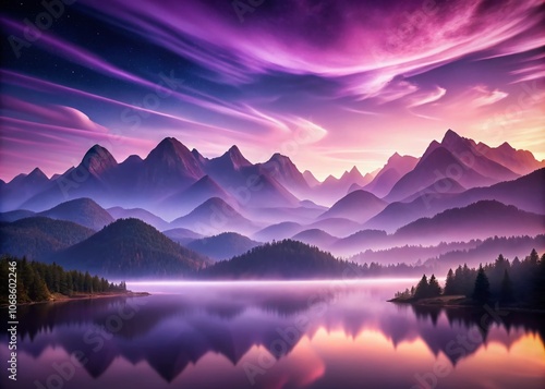 Purple Acoustic Waves: Majestic Mountain Landscape Photography Capturing the Essence of Nature's Beauty in Vibrant Colors and Textures, Ideal for Wall Art and Home Decor