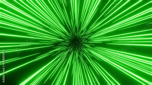 Light tunnel with green and white lines. Looping video