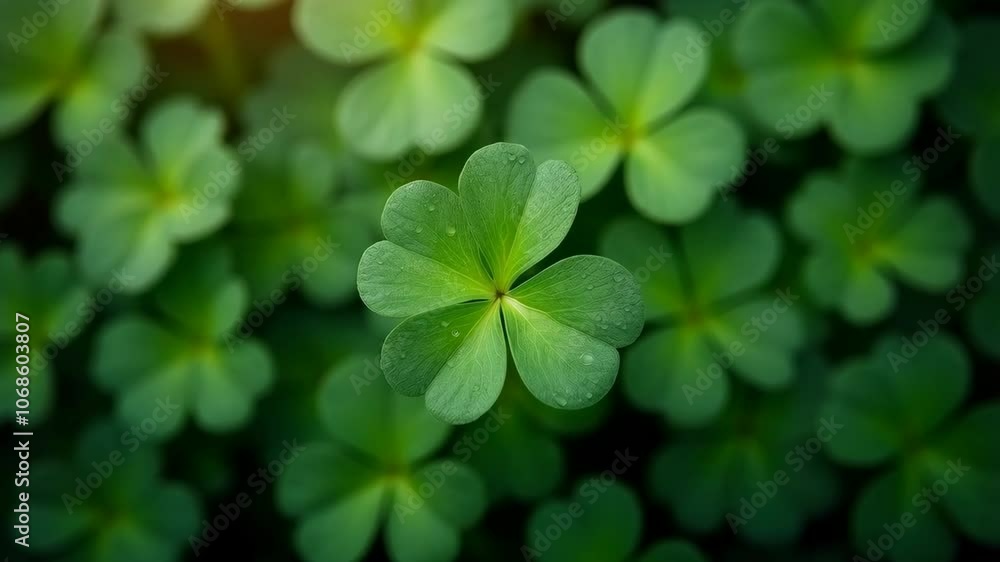 Spring field with clover leaves in sunny day after rain. St Patrick Day shamrock holiday symbol. Beautiful lawn or meadow. Farming and cattle pasture. Closeup Spring field with clover leaves in sunny day after rain. St Patrick Day shamrock holiday symbol. Beautiful lawn or meadow. Farming and cattle pasture. Closeup