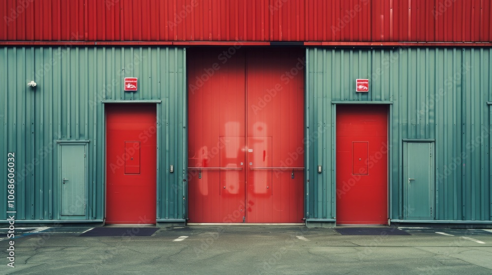 Inaccessible Building Entrance with Red Doors Inaccessible Building Entrance with Red Doors