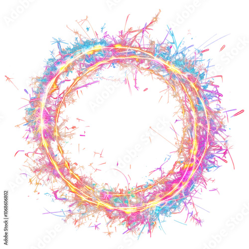 PNG Vibrant circular sparkler light art