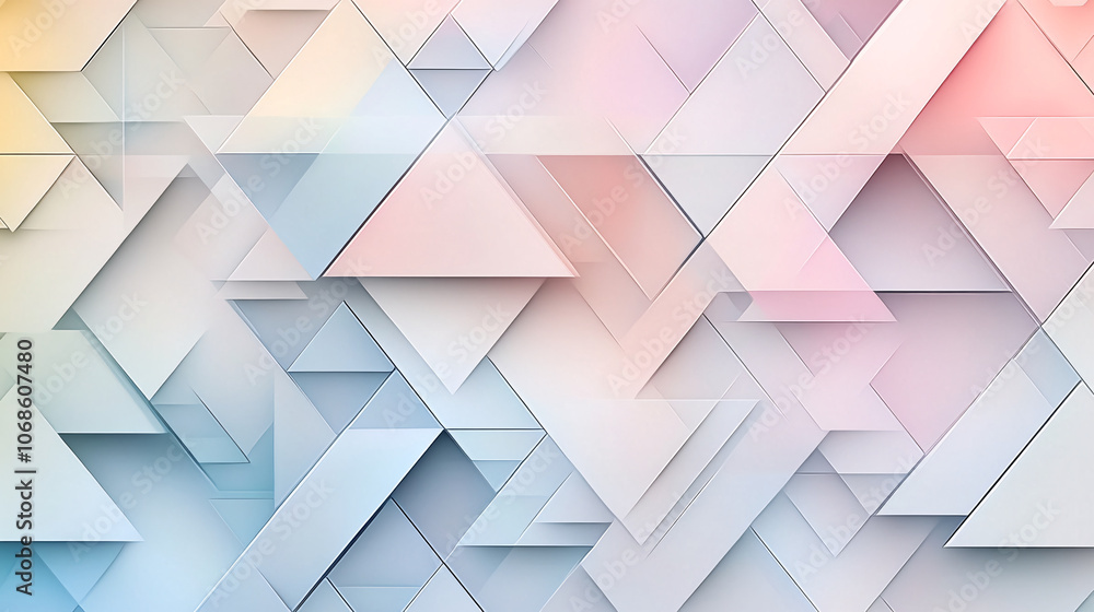 Fototapeta premium Abstract Geometric Pattern with Pastel Triangles and Shadows