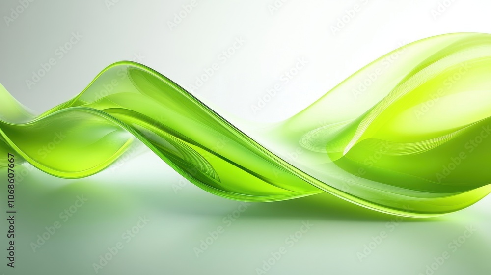 Fototapeta premium A flowing wave of translucent green, showcasing elegance and tranquility with a smooth, modern aesthetic.