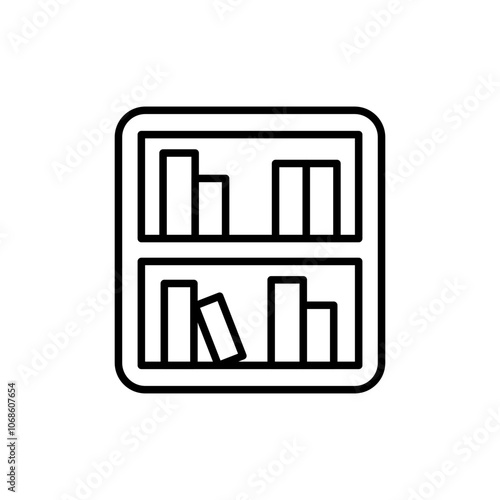 Bookshelf outline icons, minimalist vector illustration ,simple transparent graphic element .Isolated on white background