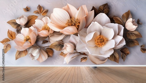 3D flower wallpaper background, High quality rendering decorative photomural wallpaper. 3D wallpaper background, High quality rendering decorative photomural wallpaper illustrations photo