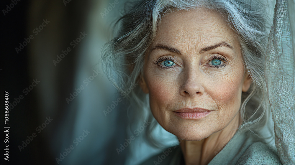 Portrait of a beautiful senior woman with blue eyes and grey hair Portrait of a beautiful senior woman with blue eyes and grey hair