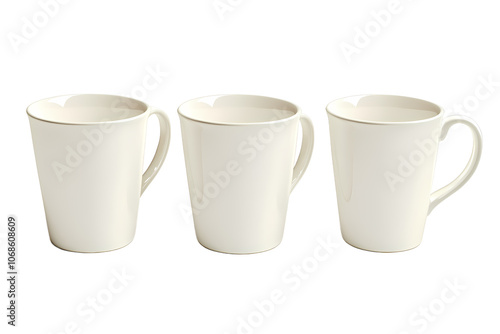 Three Plain White Coffee Mugs on Display