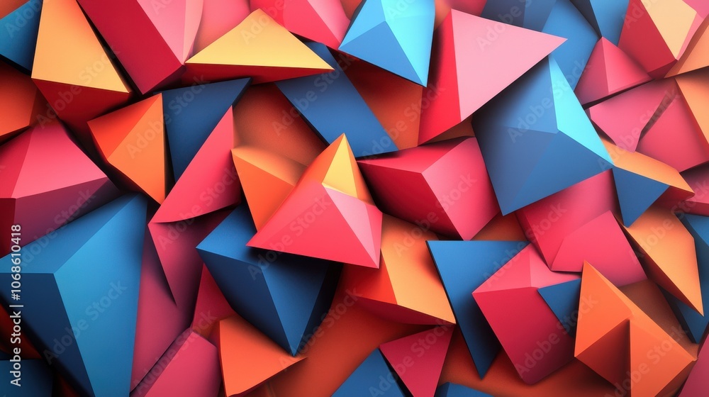 Fototapeta premium Vibrant geometric shapes in blue and red create an eye-catching abstract background.