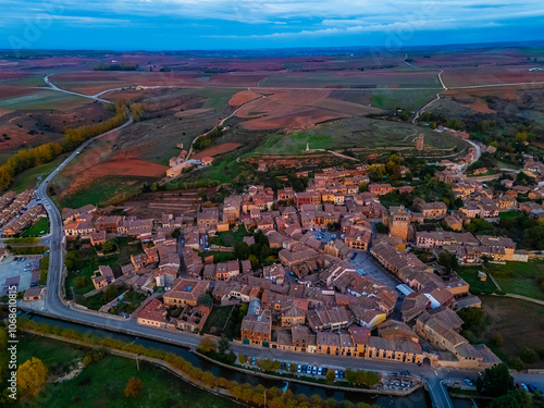 Aerial view of Ayllon, Segovia province, Spain