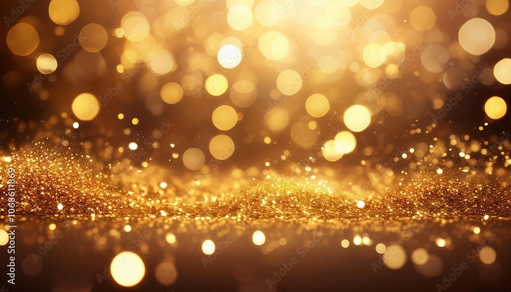 Luxurious Golden Glitter and Bokeh Light Abstract Background. Ideal for Holiday Celebration Designs, New Year's Eve Invitations, Festive Event Marketing, and High-End Brand Advertising Luxurious Golden Glitter and Bokeh Light Abstract Background. Ideal for Holiday Celebration Designs, New Year's Eve Invitations, Festive Event Marketing, and High-End Brand Advertising