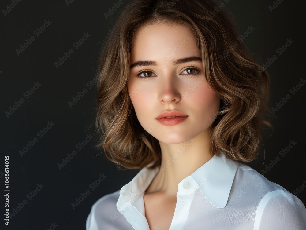 A woman in a white shirt is looking at the camera A woman in a white shirt is looking at the camera