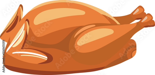 Flat Roasted Chicken Element in Brown Color.