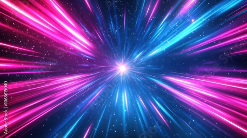 Wallpaper Mural A vibrant burst of pink and blue light traveling through a cosmic space, creating a dynamic visual effect. Torontodigital.ca