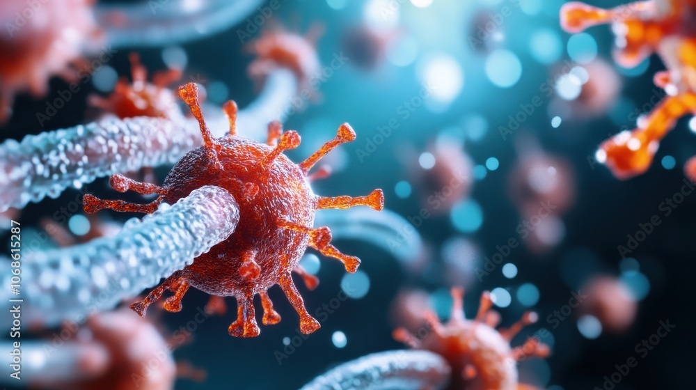 Microscopic close up view of novel coronavirus SARS CoV 2 causing the global COVID 19 pandemic Highly infectious virus infecting human cells and spreading rapidly worldwide Microscopic close up view of novel coronavirus SARS CoV 2 causing the global COVID 19 pandemic Highly infectious virus infecting human cells and spreading rapidly worldwide