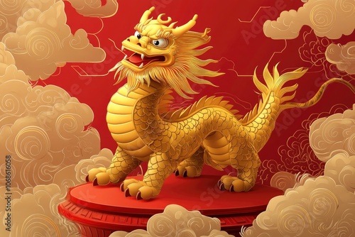 3D style vector Podium and background Chinese new year concept, Chinese new year festivals. with generative ai