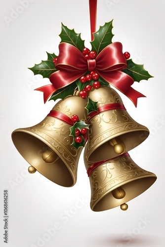 christmas bell decoration in isolated white background