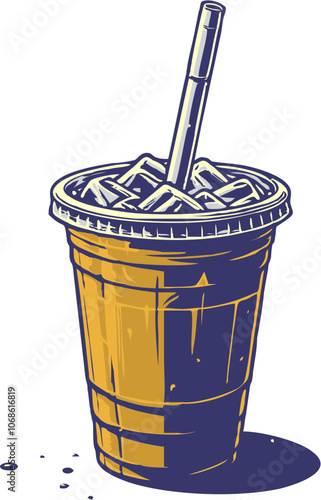 hand drawn illustration of ice coffee