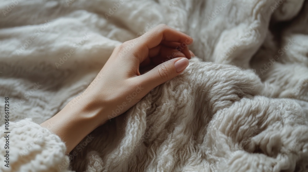 A Gentle Touch: A Hand Resting on Soft Fabric A Gentle Touch: A Hand Resting on Soft Fabric