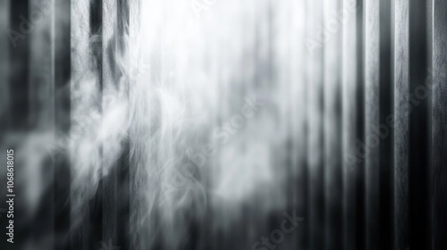 A soft, smoky haze drifts through vertical stripes, creating an ethereal and mysterious atmosphere.