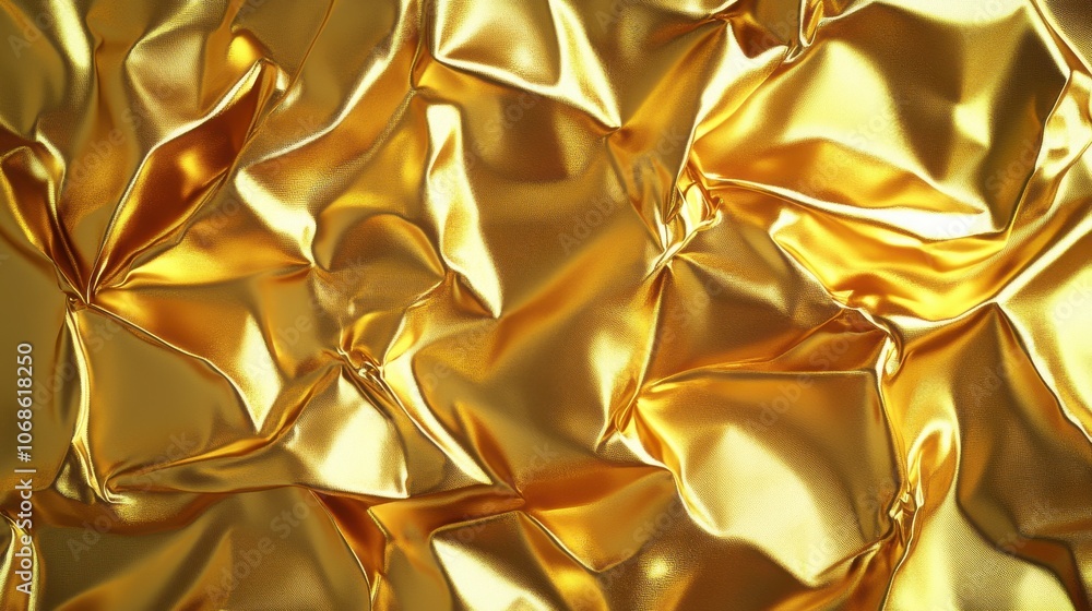 Textured golden foil with vivid creases creates a luxurious and elegant backdrop. Textured golden foil with vivid creases creates a luxurious and elegant backdrop.