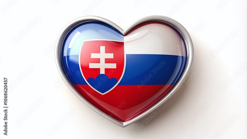 Fototapeta premium Slovakia Flag Heart Design - Romantic Illustration Merging National Identity with Love, Perfect for Celebrating Slovak Heritage and Cultural Pride in Fashion Photography