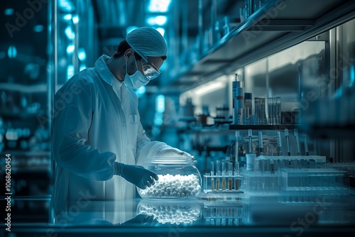 scientist working in laboratory, Medicine manufacturing laboratory photo