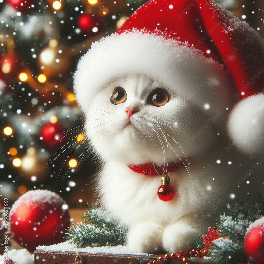 christmas cat with santa hat christmas cat with santa hat