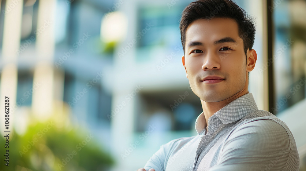 Confident young asian businessman or real estate agent Confident young asian businessman or real estate agent