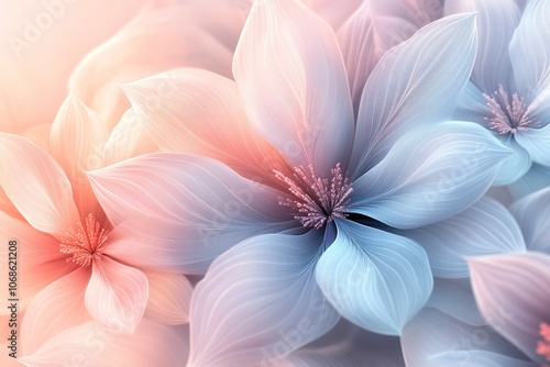 Delicate pastel flowers with soft gradients