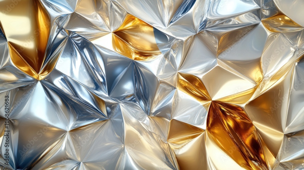 Dynamic interplay of silver and gold textures creating an exciting abstract pattern in a shimmering collage of reflective surfaces Dynamic interplay of silver and gold textures creating an exciting abstract pattern in a shimmering collage of reflective surfaces