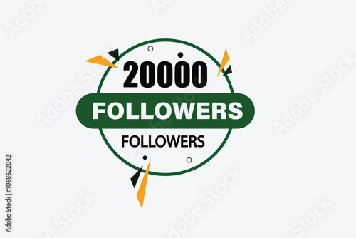 thank you 20000 followers  vector illustration social media post  subscribers or followers animation design banner 
