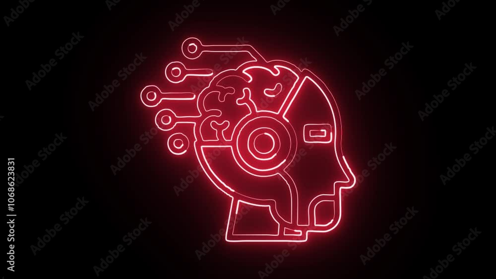 glowing neon critical thinking icon isolated on black background. HD video motion graphic animation glowing neon critical thinking icon isolated on black background. HD video motion graphic animation