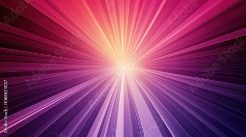 Vibrant abstract rays of light in purple and pink hues create a dynamic and energetic background.