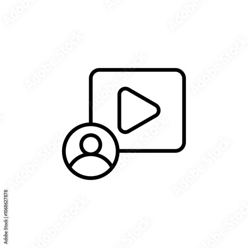 Video account outline icons, minimalist vector illustration ,simple transparent graphic element .Isolated on white background