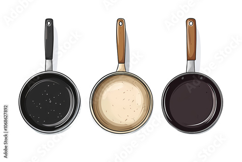 Three Different Types of Cookware Illustrations