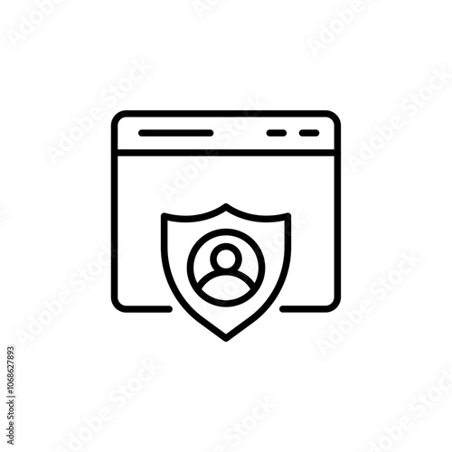 Secure account outline icons, minimalist vector illustration ,simple transparent graphic element .Isolated on white background