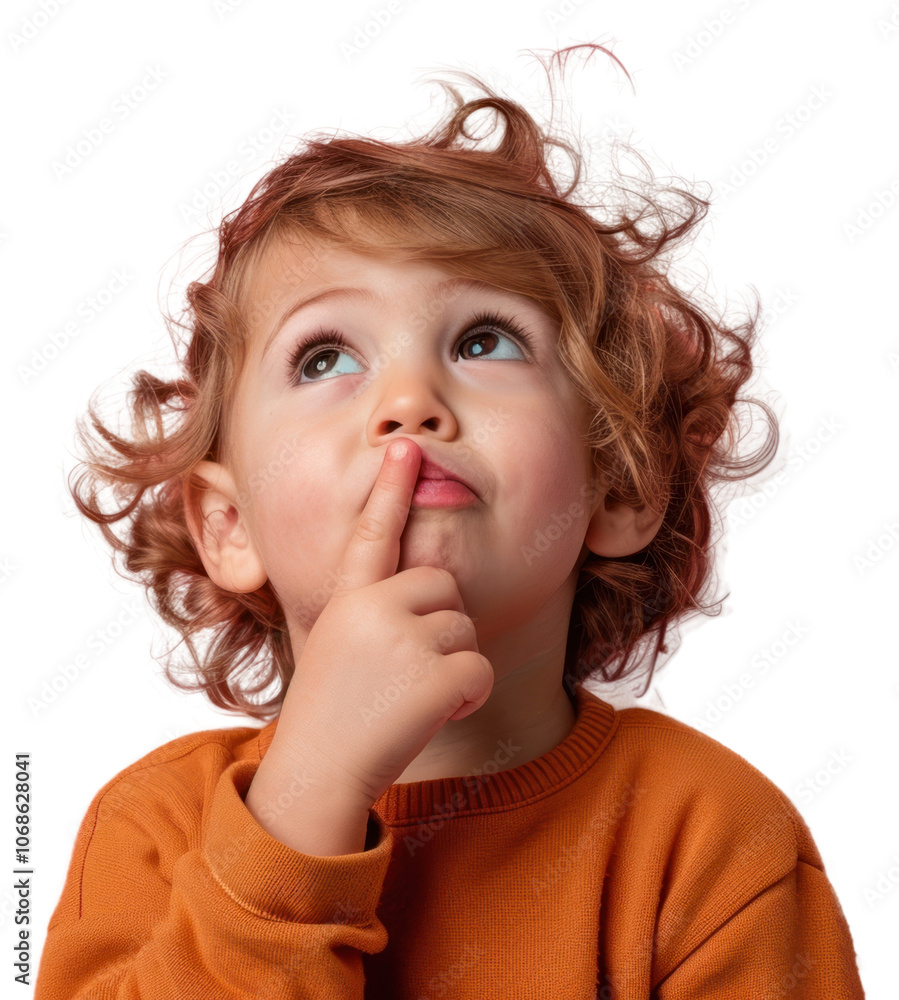 PNG Curious child thinking against pink PNG Curious child thinking against pink
