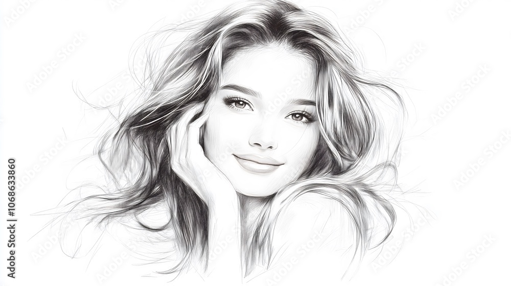 Realistic Pencil Sketch of Thoughtful Woman with Intense Gaze, Black and White Art Portrait_3 Realistic Pencil Sketch of Thoughtful Woman with Intense Gaze, Black and White Art Portrait_3