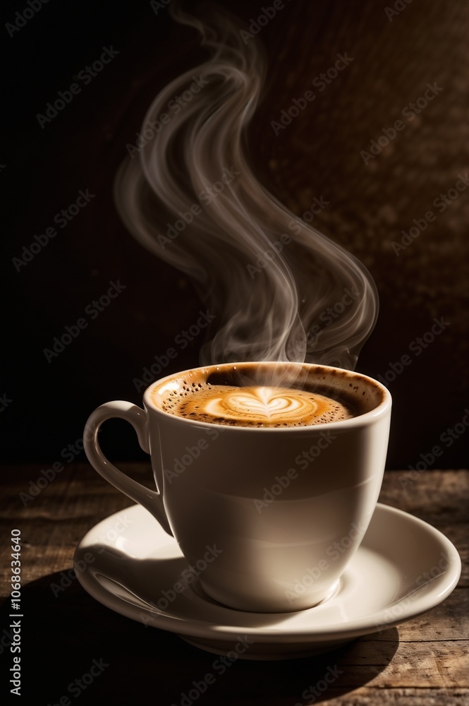 Hot smoking coffee in a coffee shop Hot smoking coffee in a coffee shop