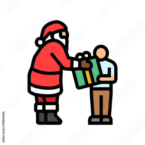 santa claus delivering gifts color icon vector. santa claus delivering gifts sign. isolated symbol illustration