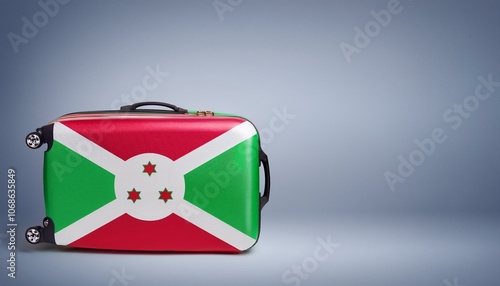 ブルンジの国旗のスーツケース。(Burundi flag on a stylish suitcase and copy space.)
 photo