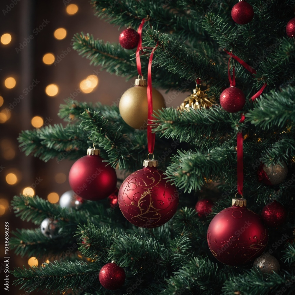 Fototapeta premium The Christmas tree radiates warmth this season