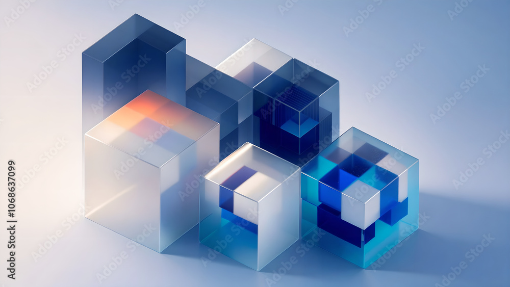 Abstract Glass Cubes: A mesmerizing arrangement of translucent cubes in vibrant hues, casting ethereal shadows and creating a sense of depth and dimension. Abstract Glass Cubes: A mesmerizing arrangement of translucent cubes in vibrant hues, casting ethereal shadows and creating a sense of depth and dimension.