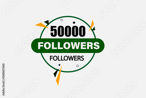 thank you 50000 followers  vector illustration social media post  subscribers or followers animation design banner 
