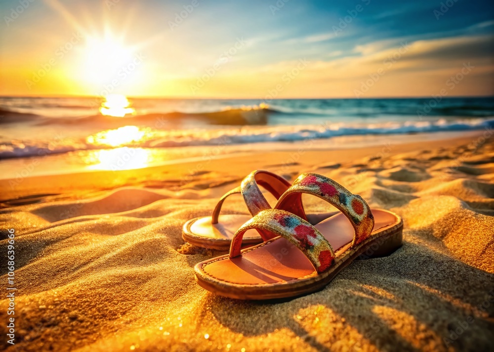 Stylish Summer Sandals on Sandy Beach - Perfect Footwear for Vacation, Comfortable Casual Style, Trendy Designs, Beach Accessories, Open-Toe Shoes, Footwear Fashion, Relaxing Getaway Stylish Summer Sandals on Sandy Beach - Perfect Footwear for Vacation, Comfortable Casual Style, Trendy Designs, Beach Accessories, Open-Toe Shoes, Footwear Fashion, Relaxing Getaway