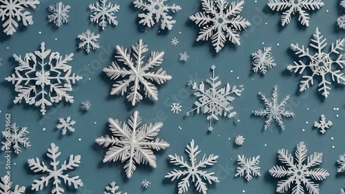 Snowflake Christmas vector pattern, blue winter holiday design