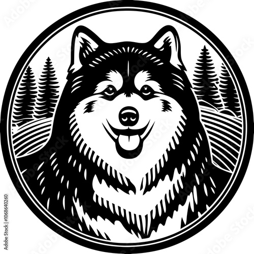 Alaskan Malamute Dog Logo Design - Strong and Loyal Sled Dog Emblem